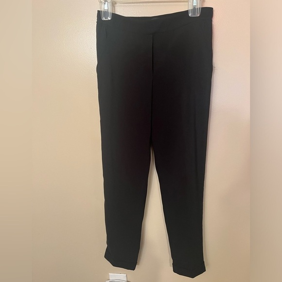 WHBM The Slim Ankle Cuffed Black With Silver Stripe Pants Sz 2 NWOT - Picture 2 of 9